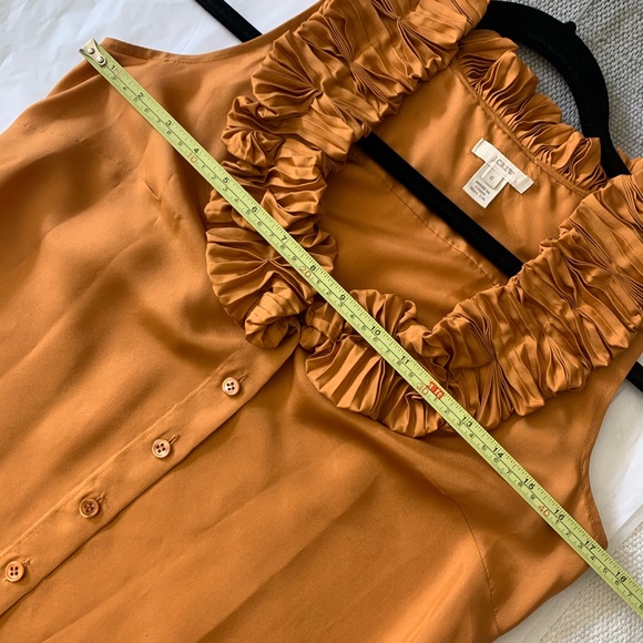 J. Crew SILK golden ruffle trim sleeveless blouse - Picture 10 of 11